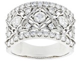 Moissanite platineve wide band ring 1.56ctw DEW