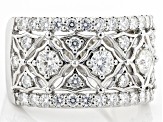 Moissanite platineve wide band ring 1.56ctw DEW