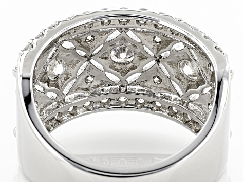 Moissanite platineve wide band ring 1.56ctw DEW