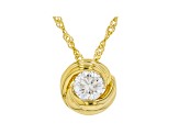 Moissanite 14k yellow gold over sterling silver love knot pendant .60ct DEW