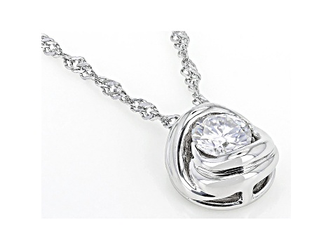 Moissanite platineve love knot pendant .60ct DEW