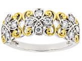 Moissanite platineve and 14k yellow gold over sterling silver ring .36ctw DEW