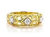 Moissanite 14k yellow gold over sterling silver 3 stone ring .48ctw DEW