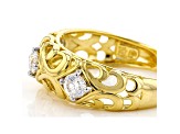 Moissanite 14k yellow gold over sterling silver 3 stone ring .48ctw DEW