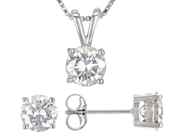 Picture of Moissanite Platineve Earrings And Pendant Jewelry Set 3.00ctw DEW