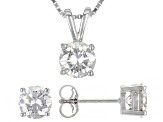 Moissanite Platineve Earrings And Pendant Jewelry Set 3.00ctw DEW