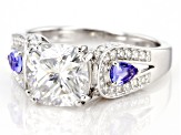 Moissanite And Tanzanite Platineve Ring 2.98ctw DEW