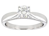 Moissanite Platineve Solitaire Ring .60ct DEW