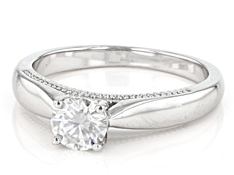 Moissanite Platineve Solitaire Ring .60ct DEW
