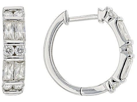 Moissanite platineve hoop earrings 1.08ctw DEW