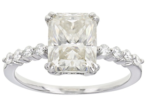 Moissanite platineve engagement ring 2.94ctw DEW
