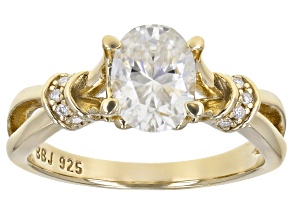 Moissanite 14k yellow gold over sterling silver ring 1.62ctw DEW