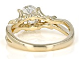 Moissanite 14k yellow gold over sterling silver ring 1.62ctw DEW