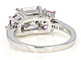 Moissanite and pink sapphire platineve ring 2.96ct DEW