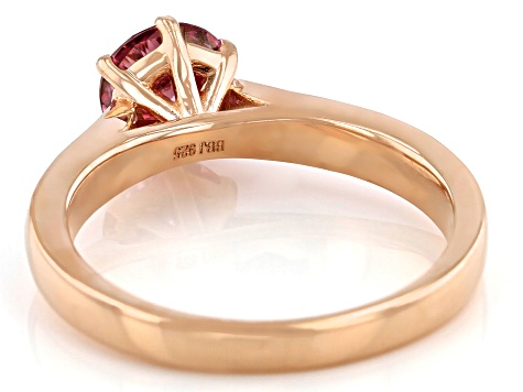 Pink and colorless moissanite 14k rose gold over sterling silver engagement ring 1.18ctw DEW