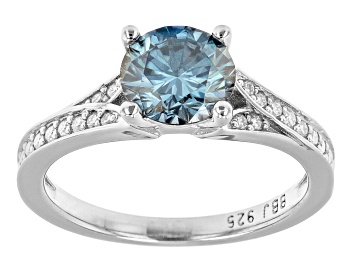 Picture of Blue moissanite platineve engagement ring 1.44ctw DEW