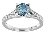 Blue moissanite platineve engagement ring 1.44ctw DEW