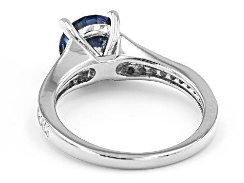 Blue moissanite platineve engagement ring 1.44ctw DEW