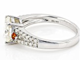 Moissanite and lab padparadscha sapphire platineve ring 2.24ctw DEW