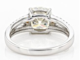 Moissanite and lab padparadscha sapphire platineve ring 2.24ctw DEW