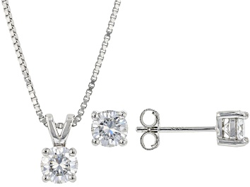 Picture of Moissanite Platineve Earrings And Pendant Set 1.50ctw DEW.