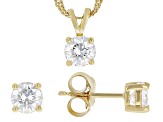 Moissanite 14kYyellow Gold Over Silver Earrings And Pendant Set 1.50ctw DEW.