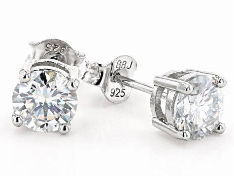 Moissanite Platineve(R) Set of 2 Pair Solitaire Earrings 4.00ctw DEW