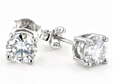 Moissanite platineve(R) set of 2 pair solitaire earrings 4.00ctw DEW