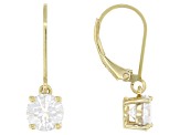 Moissanite 14K Yellow Gold Over Silver Set of 2 Pair Solitaire Earrings 4.00ctw DEW