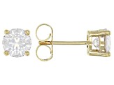 Moissanite 14K Yellow Gold Over Silver Set of 2 Pair Solitaire Earrings 4.00ctw DEW