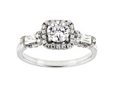 Moissanite Platineve Halo Ring 1.24ctw DEW