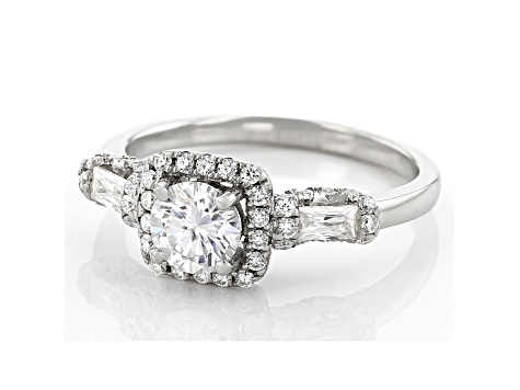 Moissanite Platineve Halo Ring 1.24ctw DEW