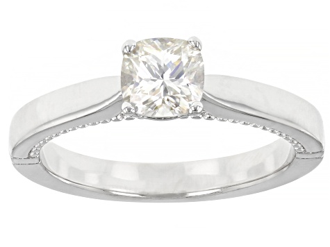Moissanite Platineve Solitaire Ring .80ct DEW