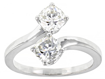 Picture of Moissanite Platineve Two Stone Bypass Ring 1.60ctw DEW