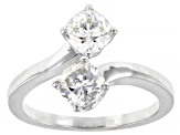 Moissanite Platineve Two Stone Bypass Ring 1.60ctw DEW