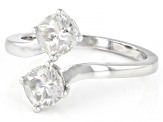 Moissanite Platineve Two Stone Bypass Ring 1.60ctw DEW