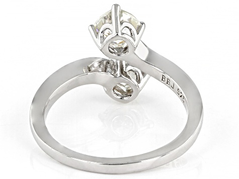 Moissanite Platineve Two Stone Bypass Ring 1.60ctw DEW