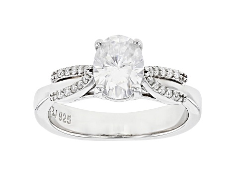 Moissanite platineve engagement ring 1.70ctw DEW