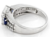 Moissanite and blue sapphire platineve ring 3.22ctw DEW