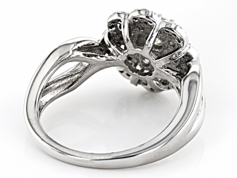 Moissanite Platineve Cluster Design Ring 1.11ctw DEW