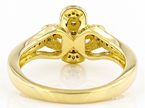 Moissanite 14k Yellow Gold Over Silver Clover Design Ring .47ctw DEW