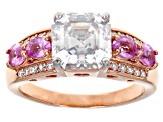 Moissanite And Pink Sapphire 14k Rose Gold Over Silver Ring 3.16ctw DEW