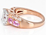 Moissanite And Pink Sapphire 14k Rose Gold Over Silver Ring 3.16ctw DEW