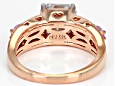 Moissanite And Pink Sapphire 14k Rose Gold Over Silver Ring 3.16ctw DEW