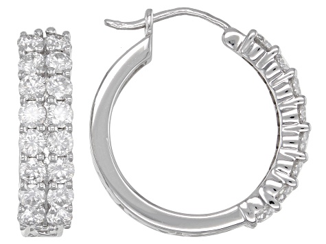 Moissanite Platineve Hoop Earrings 1.92ctw DEW