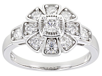 Picture of Moissanite Platineve Flower Ring .82ctw DEW