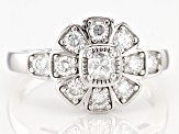 Moissanite Platineve Flower Ring .82ctw DEW