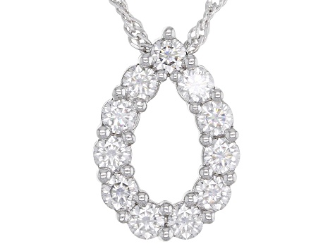 Moissanite Platineve Teardrop Pendant .66ctw DEW.