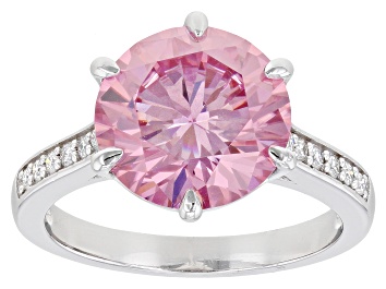 Picture of Pink and colorless moissanite platineve ring 4.87ctw DEW