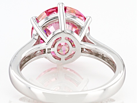 Pink and colorless moissanite platineve ring 4.87ctw DEW